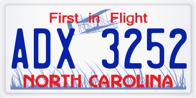 NC license plate ADX3252