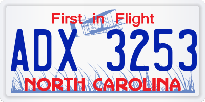 NC license plate ADX3253