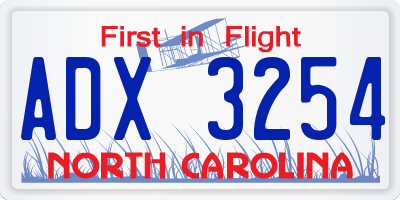 NC license plate ADX3254
