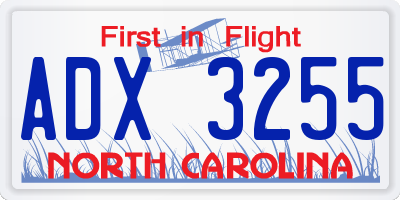 NC license plate ADX3255