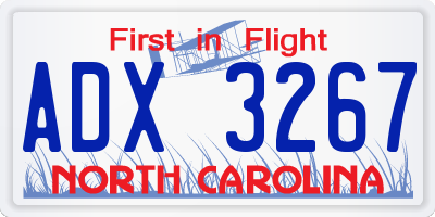 NC license plate ADX3267