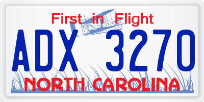 NC license plate ADX3270