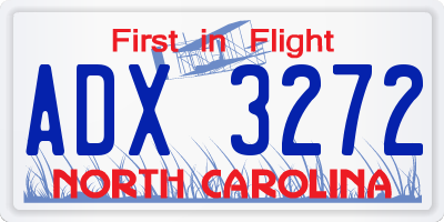 NC license plate ADX3272
