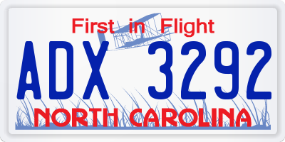 NC license plate ADX3292