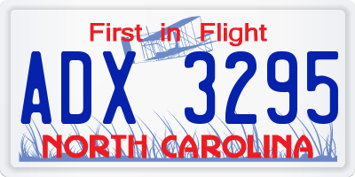 NC license plate ADX3295