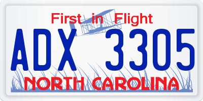 NC license plate ADX3305