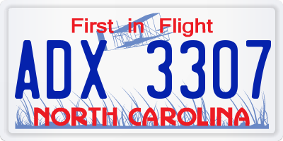 NC license plate ADX3307