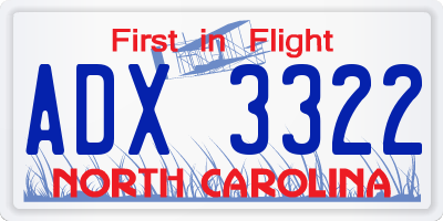 NC license plate ADX3322