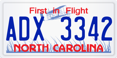 NC license plate ADX3342
