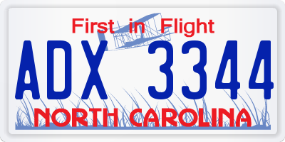 NC license plate ADX3344