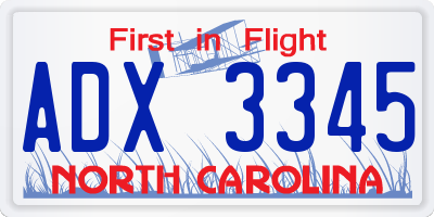 NC license plate ADX3345
