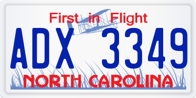 NC license plate ADX3349