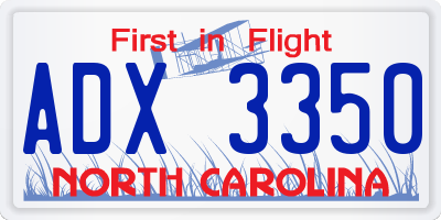 NC license plate ADX3350