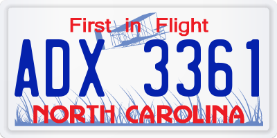 NC license plate ADX3361