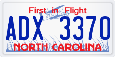 NC license plate ADX3370