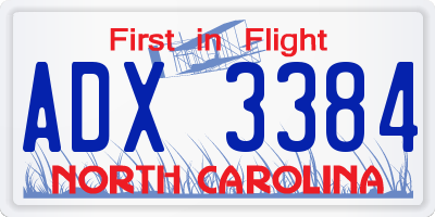 NC license plate ADX3384