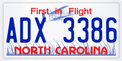 NC license plate ADX3386
