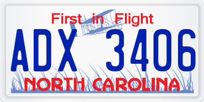 NC license plate ADX3406