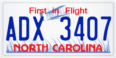 NC license plate ADX3407
