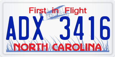 NC license plate ADX3416