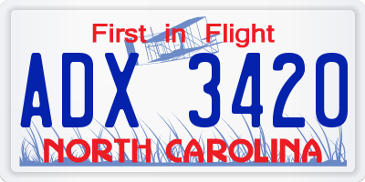 NC license plate ADX3420