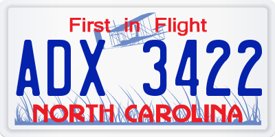 NC license plate ADX3422