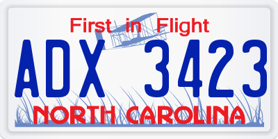 NC license plate ADX3423