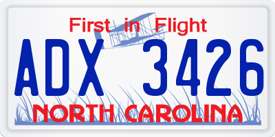 NC license plate ADX3426