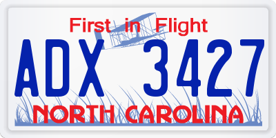 NC license plate ADX3427