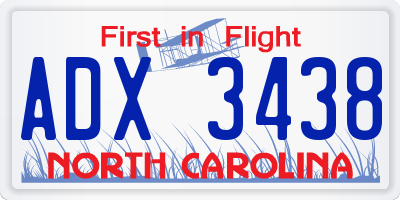 NC license plate ADX3438