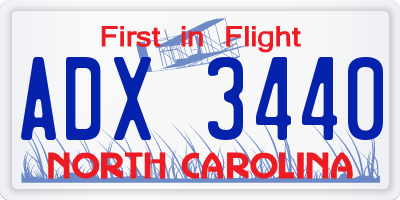 NC license plate ADX3440