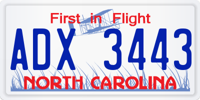 NC license plate ADX3443