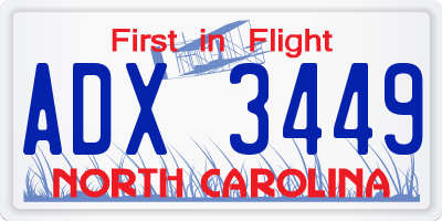 NC license plate ADX3449