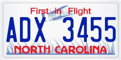 NC license plate ADX3455