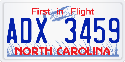 NC license plate ADX3459