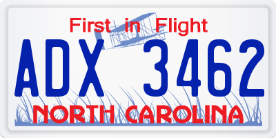 NC license plate ADX3462