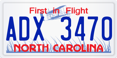 NC license plate ADX3470