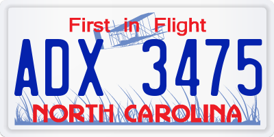 NC license plate ADX3475