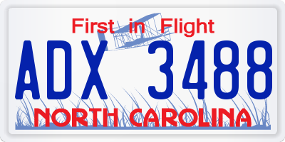 NC license plate ADX3488