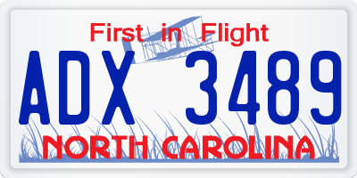 NC license plate ADX3489