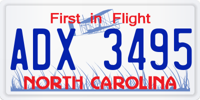 NC license plate ADX3495
