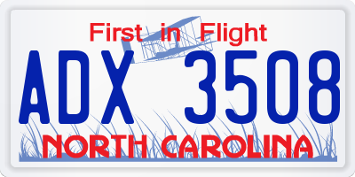 NC license plate ADX3508