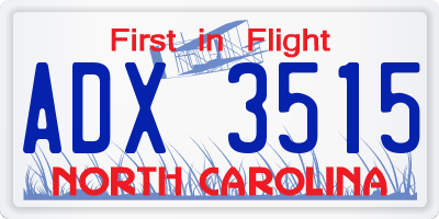 NC license plate ADX3515