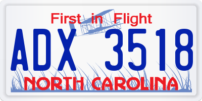 NC license plate ADX3518