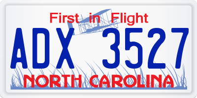 NC license plate ADX3527
