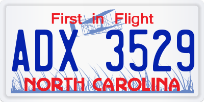 NC license plate ADX3529