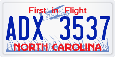 NC license plate ADX3537