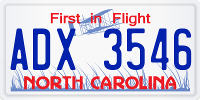 NC license plate ADX3546