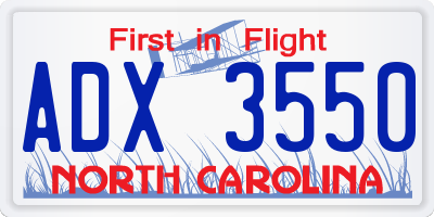 NC license plate ADX3550