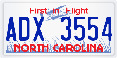 NC license plate ADX3554